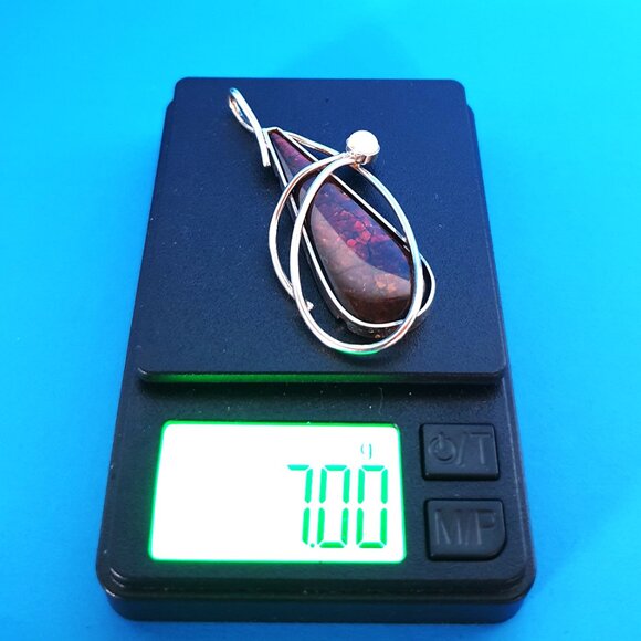 2’’ Vintage Sterling Silver Red Ammolite & Pearl Pendant – Canadian Original - Picture 11 of 11